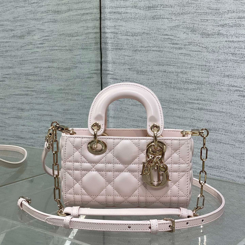 2025 New D-Joy Lambskin Bag Vintage Diana Style Short Chain  Long Strap Retro Rectangle Handbag for Women