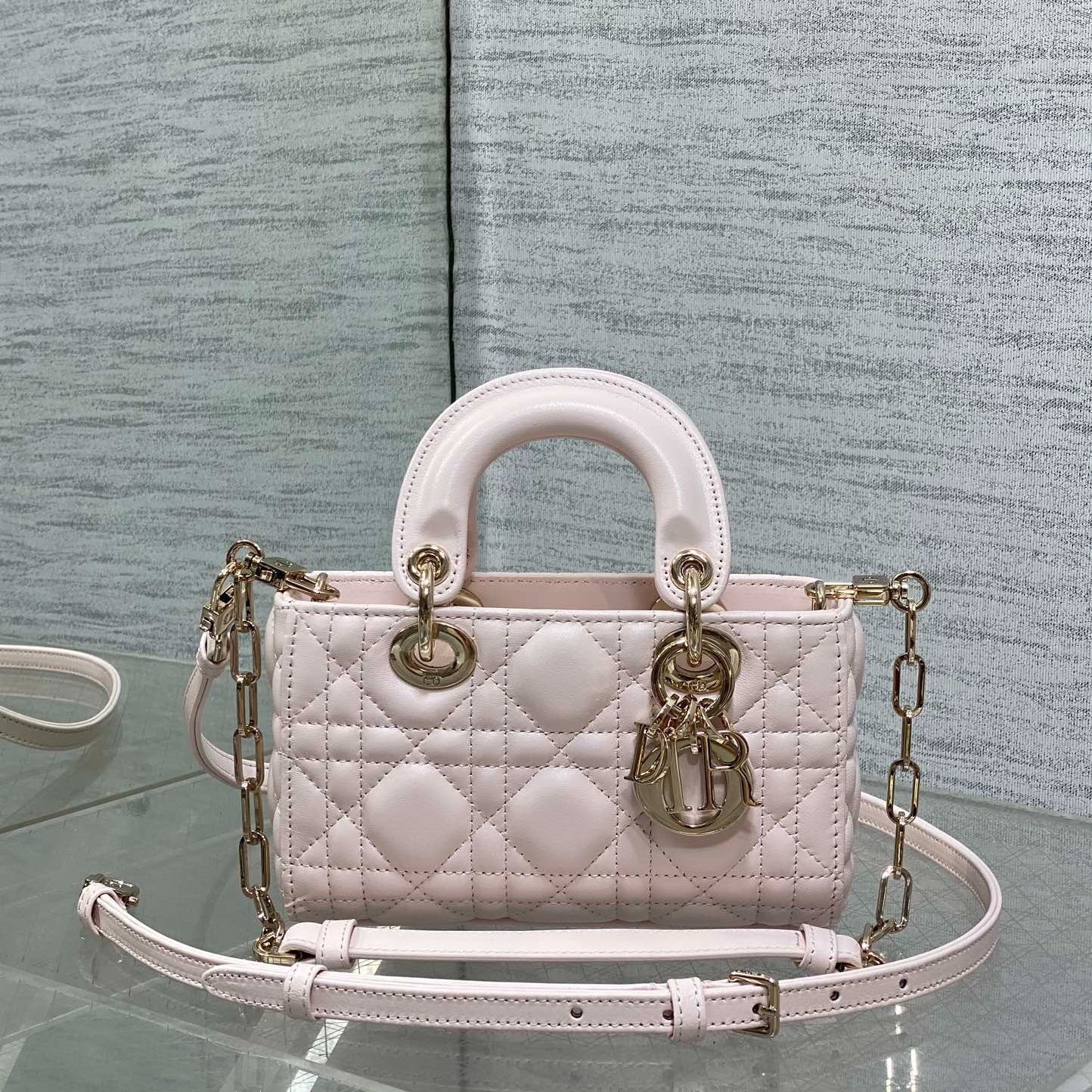 2025 New D-Joy Lambskin Bag Vintage Diana Style Short Chain  Long Strap Retro Rectangle Handbag for Women