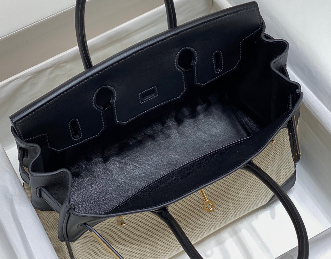 Hermès Birkin 30cm Vintage Revival Tote | Swift Leather & Canvas Hybrid with Steel Hardware & Beeswax Stitching