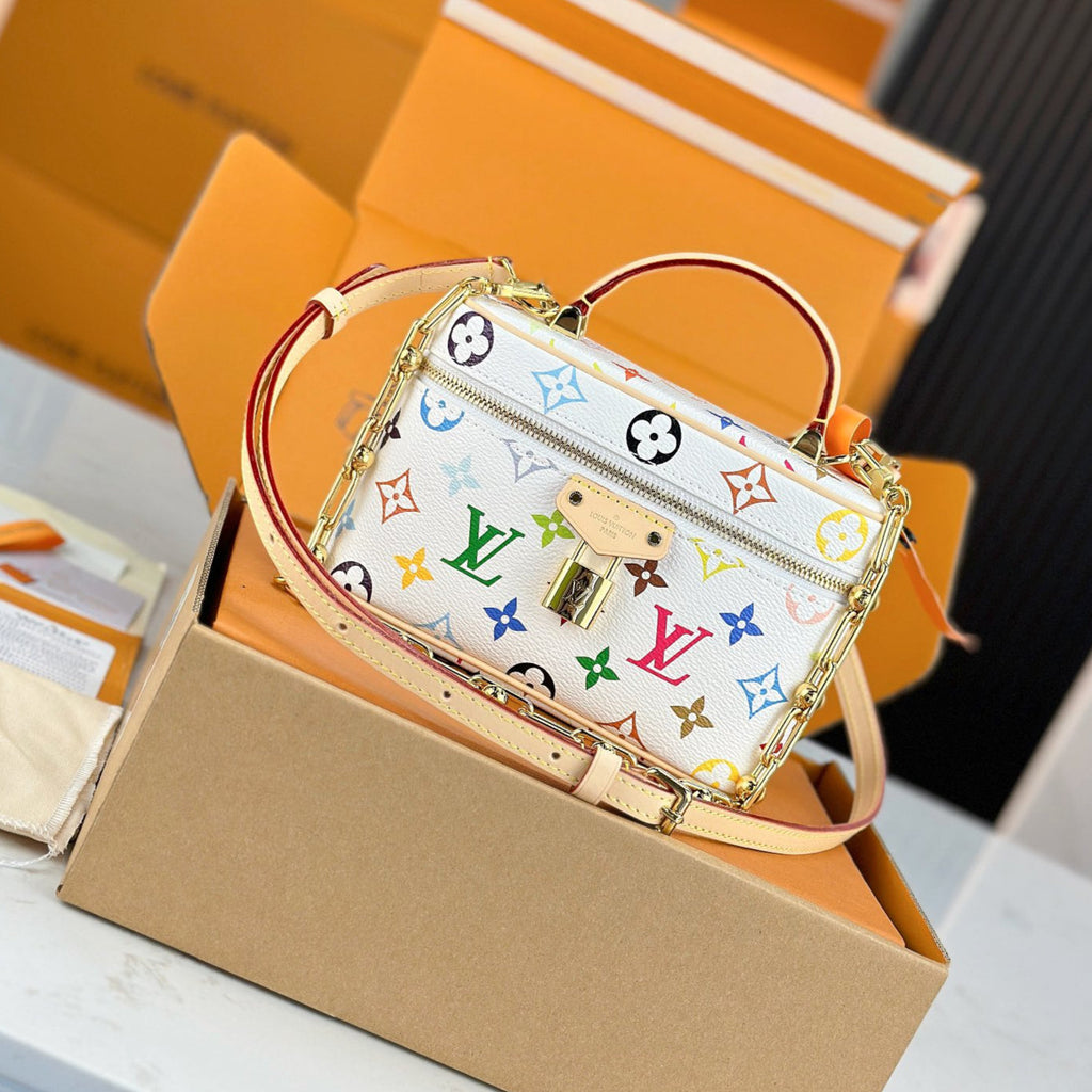 LV TM VANITY CHAIN POUCH Handbag | A+ Stainless Steel Chain | Premium MB Elastic Fabric | Duty-Free Gift Box