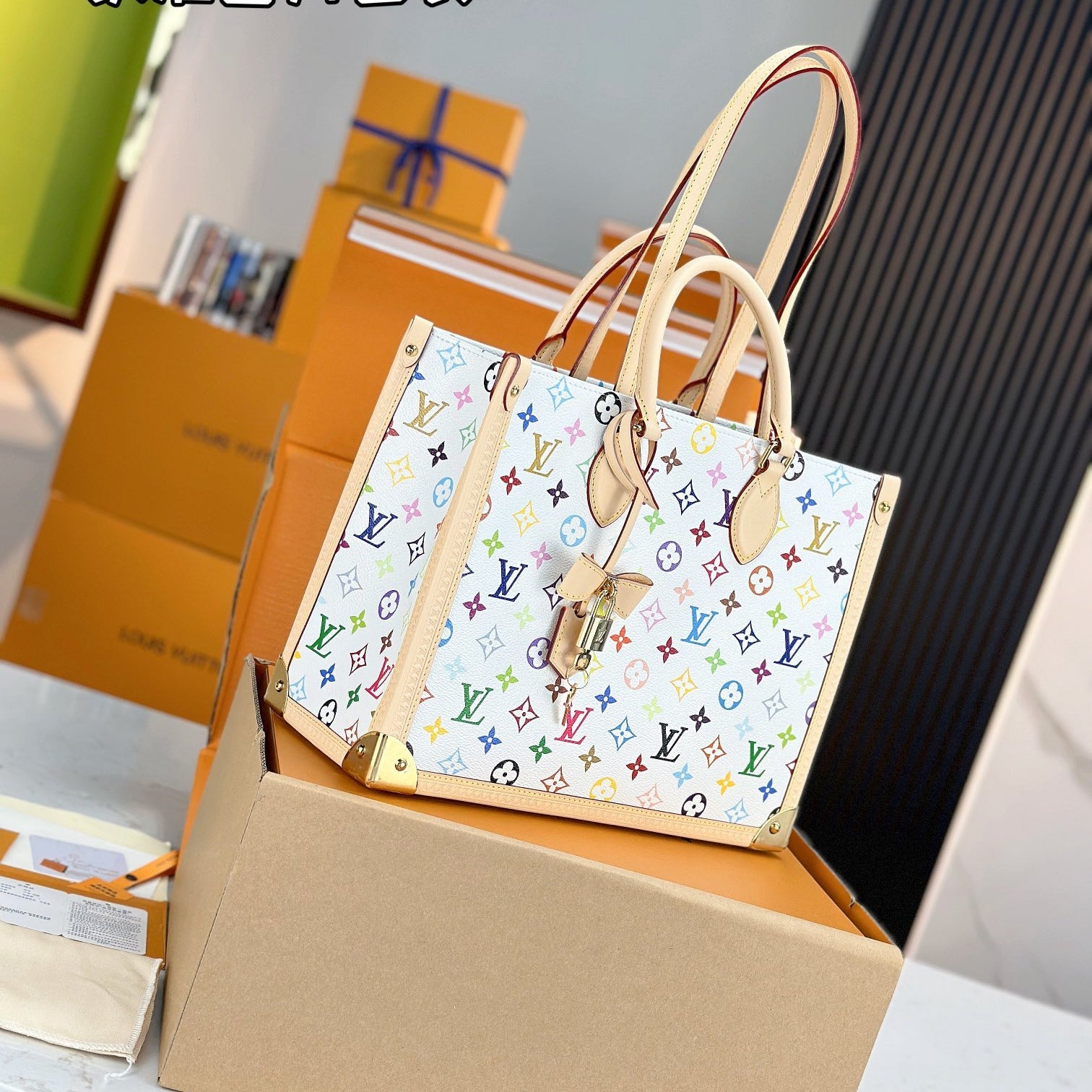 LV X TM ONTHEGO Medium Handbag | A+ Stainless Steel Hardware | Premium MB Elastic Fabric | Duty-Free Luxury Set