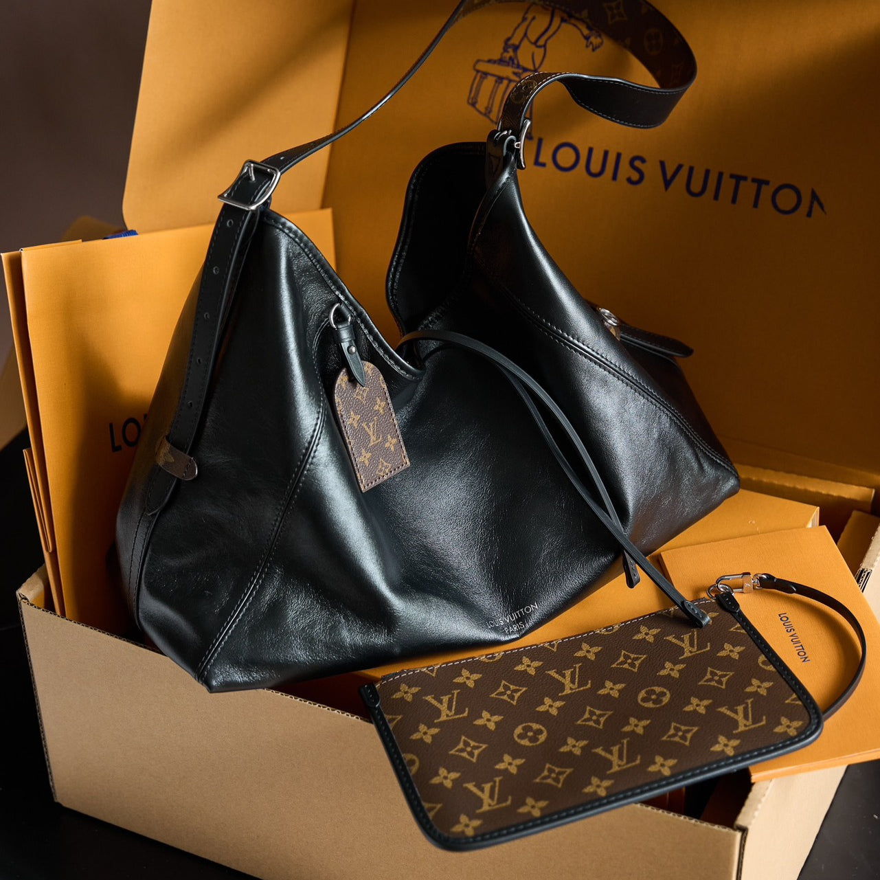 CARRYALL DARK Handbag | Italy-Crafted Dynamic Chip Code | Original Light Gold Steel Hardware & Fabric | Exclusive Launch with Official Box