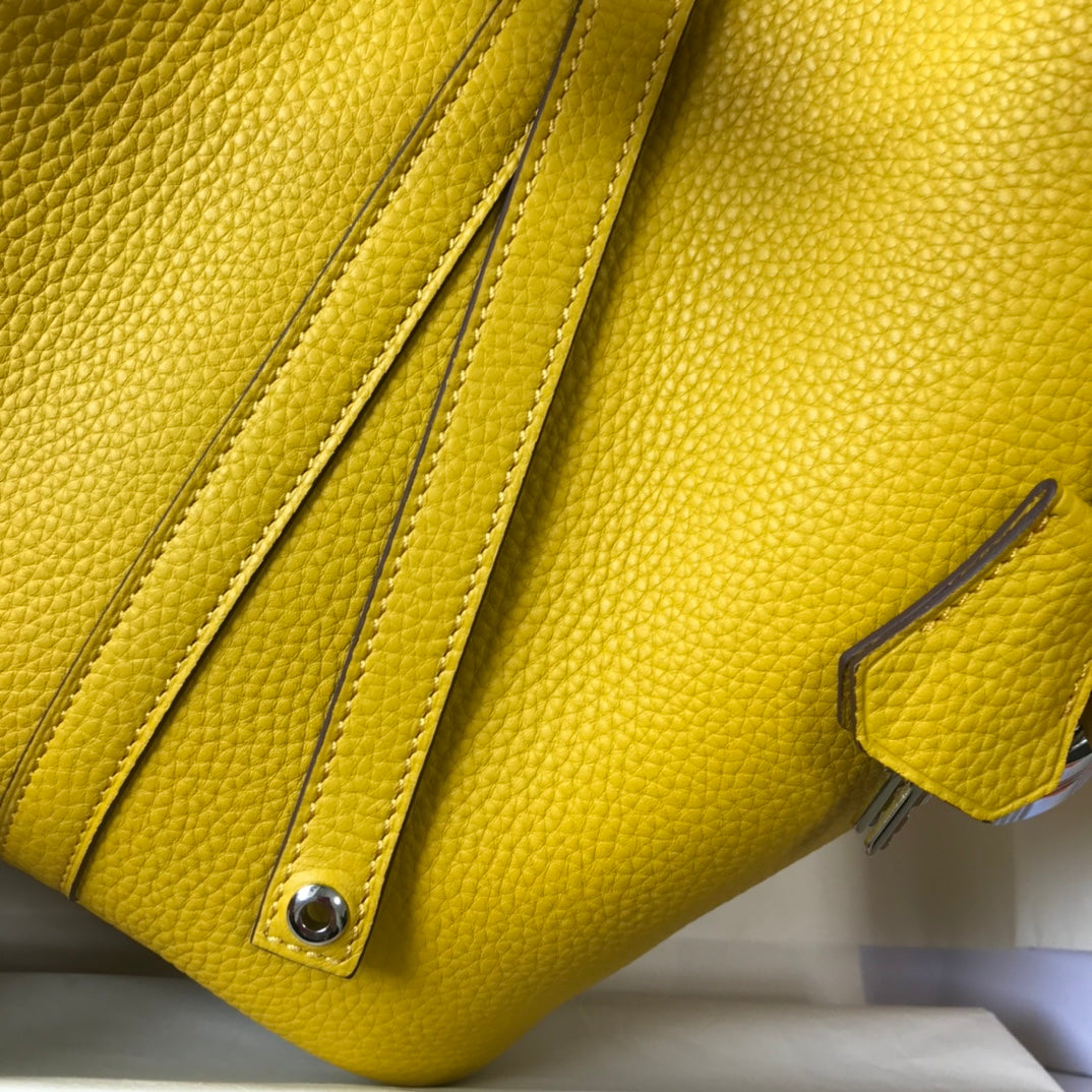 Hermès Picotin Lock 22cm Amber Yellow | Original Calfskin Tote Bag | Waterproof & Durable Everyday Carry