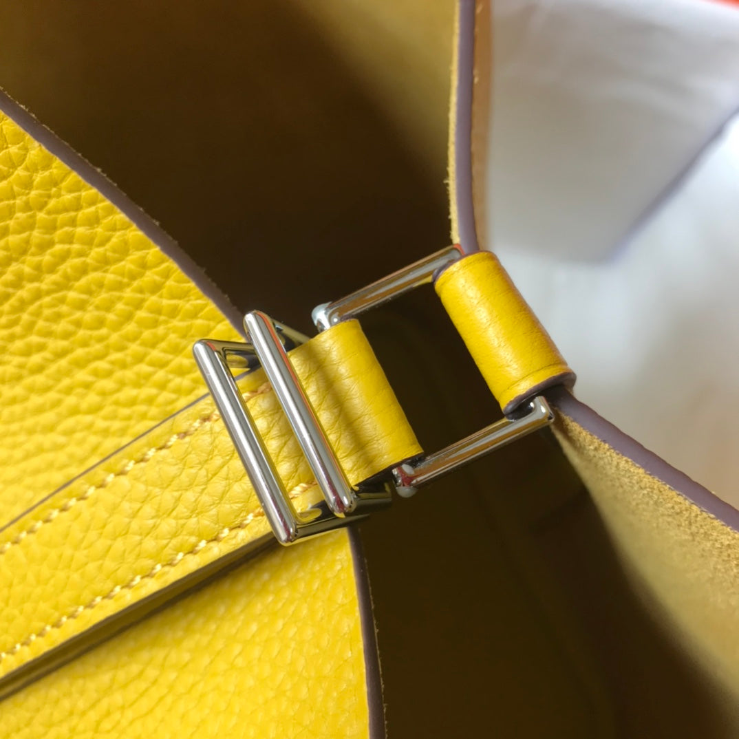 Hermès Picotin Lock 22cm Amber Yellow | Original Calfskin Tote Bag | Waterproof & Durable Everyday Carry