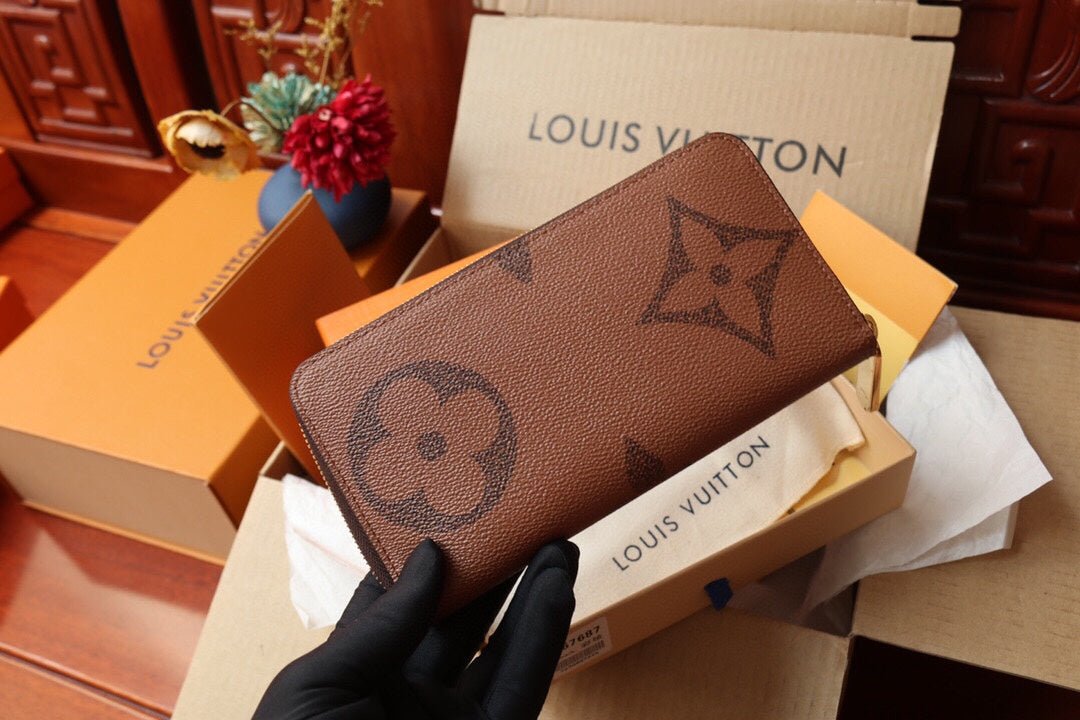 LV Ziy Zip Wallet - Giant Monogram Reverse Canvas & VVN Leather with Oversize LV Initials, 19.5cm Compact Design