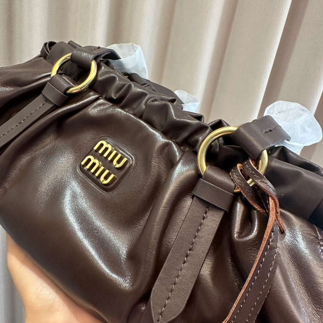 MiuMiu Joie Dumpling Bag Chocolate 32x16x11cm | Top Handle & Underarm Carry, Streetwear Must-Have