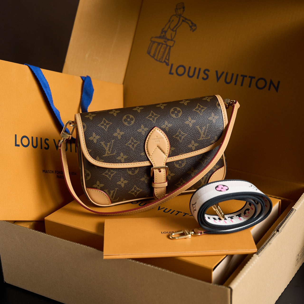 DIANE Handbag | France Dynamic Chip Code | Original Monogram Canvas & Gold Hardware | Exclusive Launch with Gift Box
