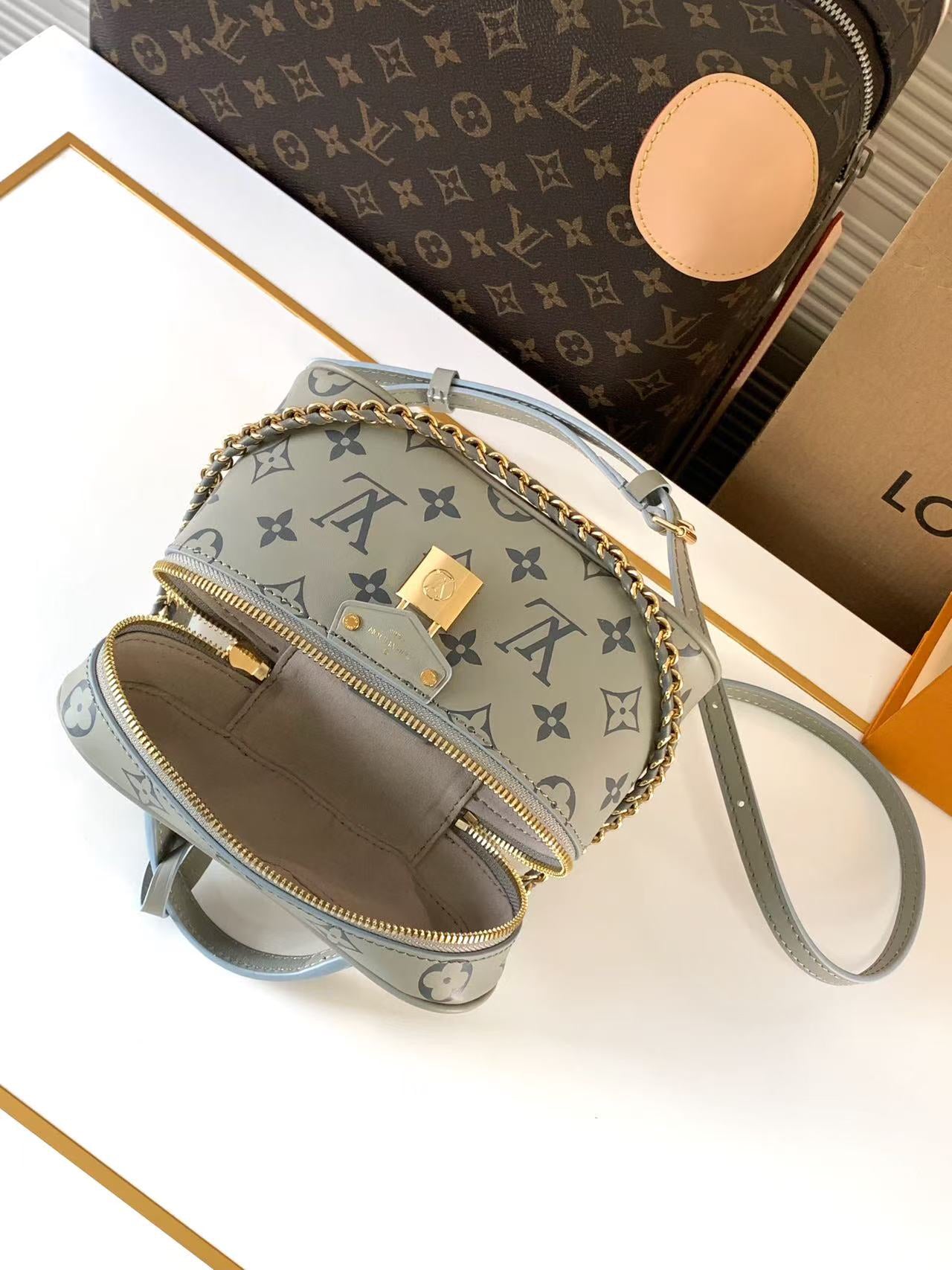 Louis Vuitton 2024 Fall/Winter Vanity Chain Pouch Bag - Monogram Canvas Cosmetic Case with Detachable Chain, LV Padlock & Key Holder