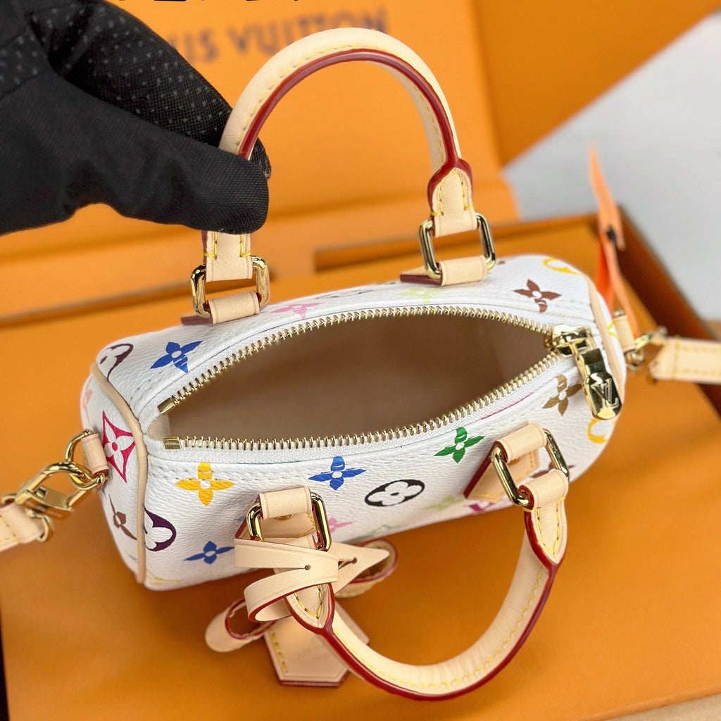 LV x TM NANO SPEEDY Handbag | A+ Stainless Steel Hardware | Premium MB Elastic Fabric | Duty-Free Luxury Set