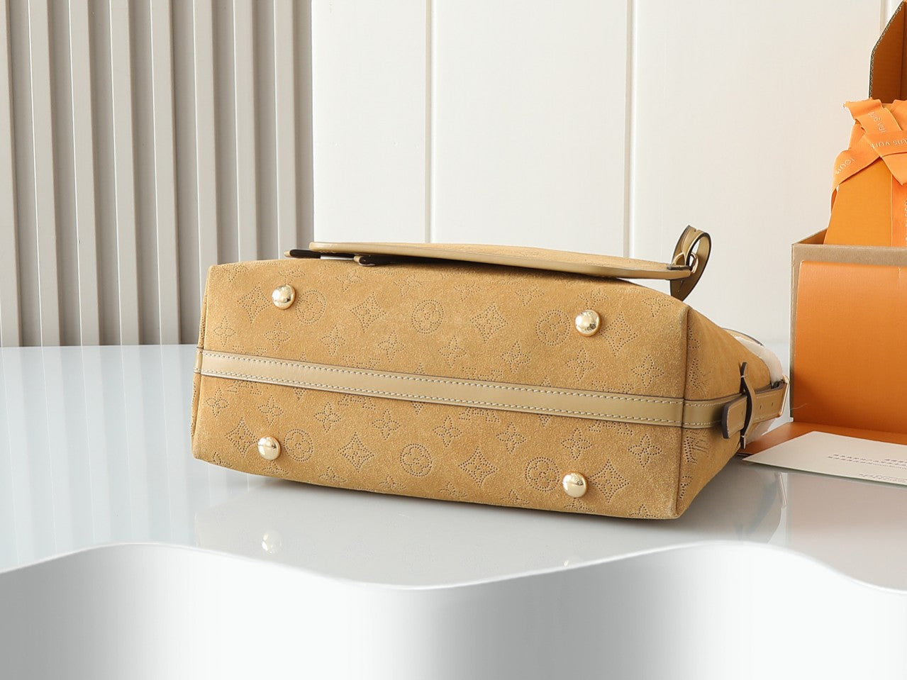 Louis Vuitton CarryAll Small Handbag | LV Ski Collection Monogram Perforated Suede Leather | Dynamic Anti-Counterfeit Chip & Magnetic Closure | Shearling Trim Winter Design | Detachable Adjustable Strap 29x24x12cm
