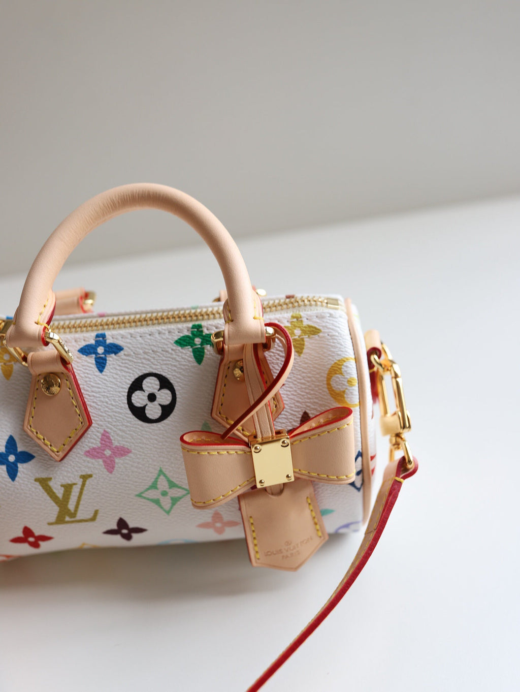 Takashi Murakami Triple Three Colors Collection | Bright White Tri-Color | New Season Trendy NANO SEEDY Mini Bag