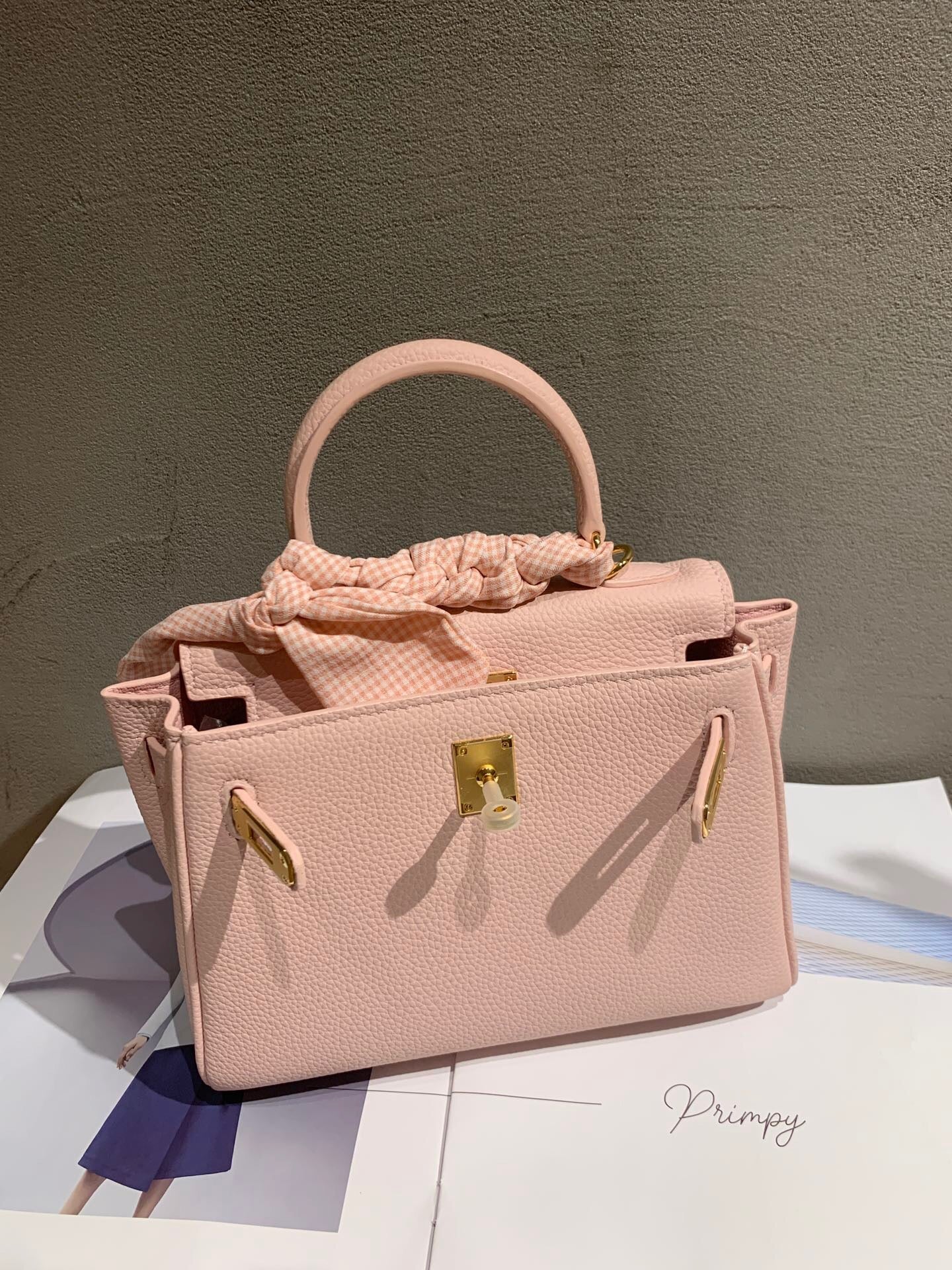 Hermès Kelly 20 Replica 3Q Blush Pink Sellier Handbag with Full Set Packaging