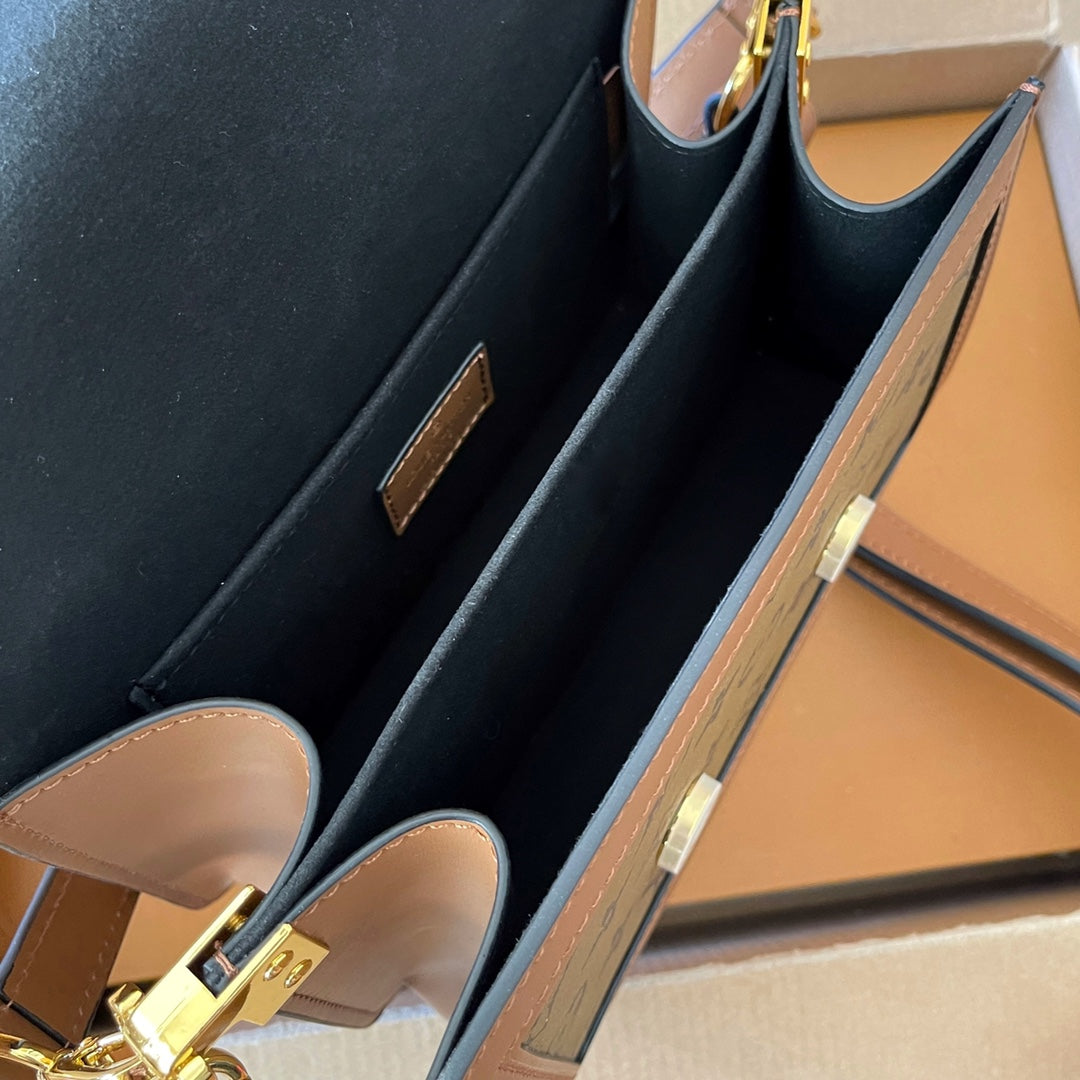 Louis Vuitton 2023 Spring Summer New Dauphine Bag with Oversized Logo, Gold Hardware, Futuristic Design, Foldable Gift Box & Airplane Box (20*13cm)