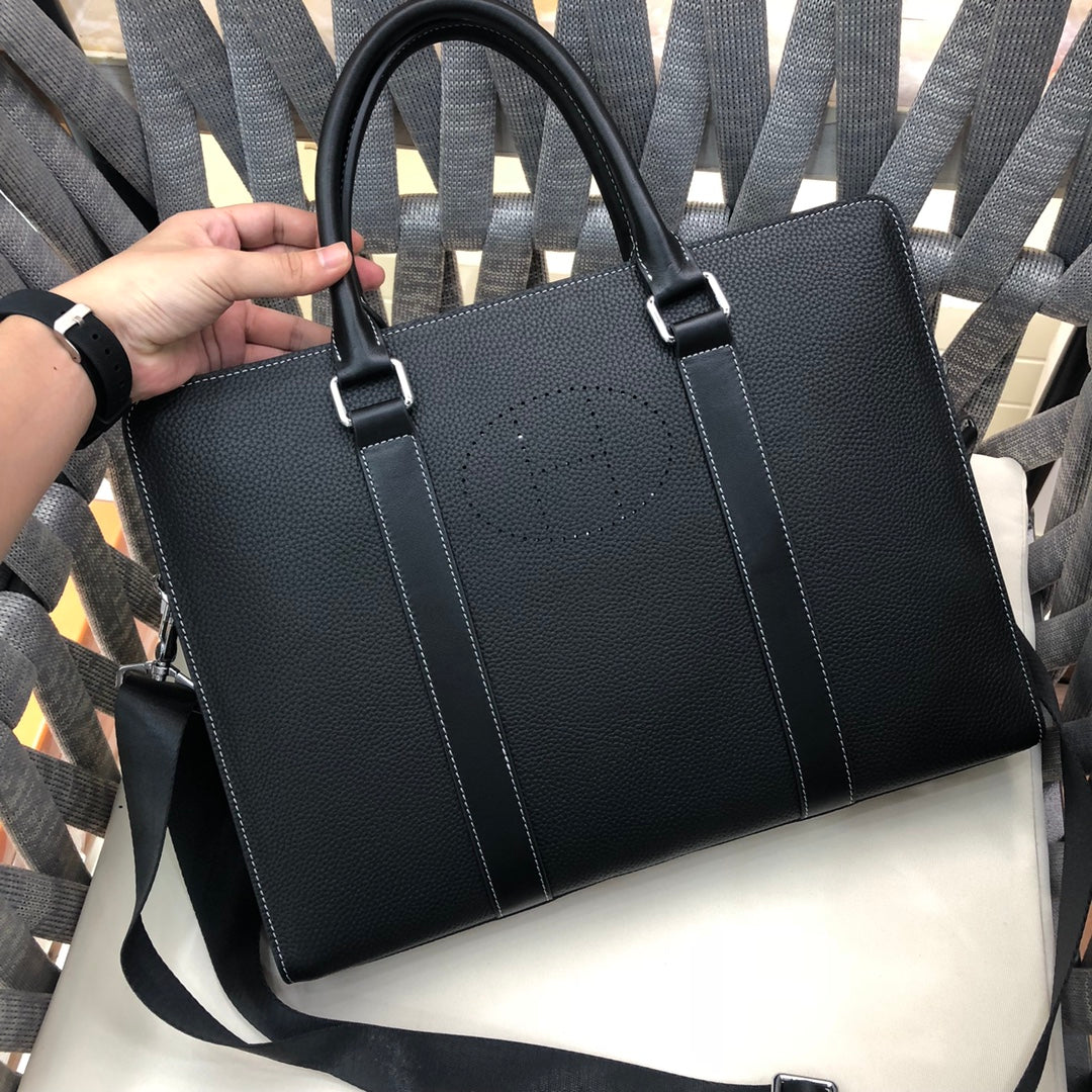 Hermès-Style Men's Briefcase | Premium Top-Grain Leather | 38×29×7cm Luxury Office Bag