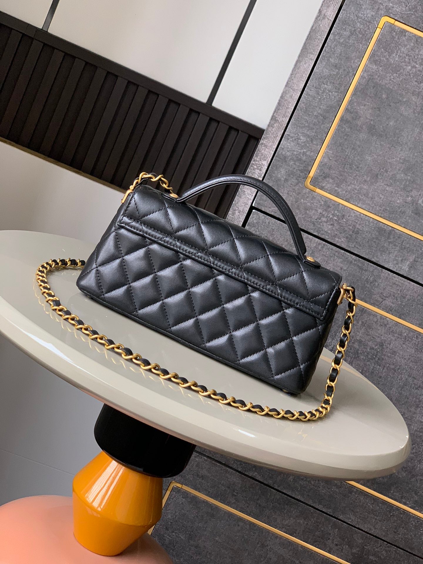 【MINI OHANEL🚩SS2025】Vintage Black-Gold Kelly Bag - 3-Way Convertible Luxury Handbag (12x22x6cm) with Premium Hardware