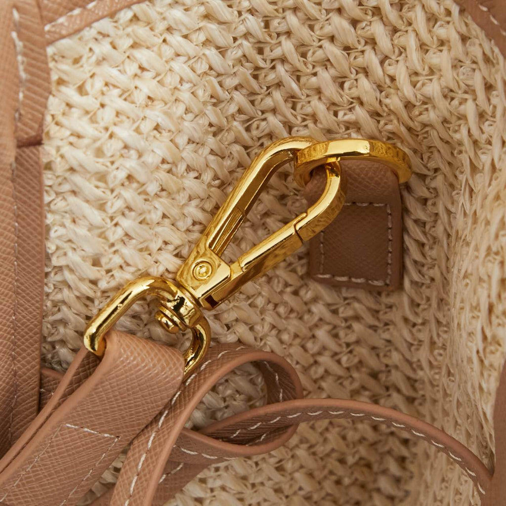 🌴 PRADA Raffia Tote Bag 38x30x12｜Waterproof Lining & Detachable Strap｜Summer Woven Beach Bag