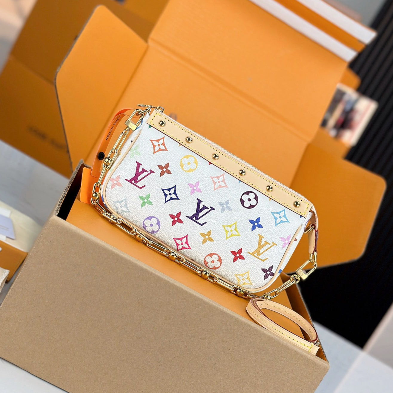 LV X TM POCHETTE ACCESSOIRES Handbag | A+ Stainless Steel Hardware | Premium MB High-Elastic Fabric | Duty-Free Gift Set