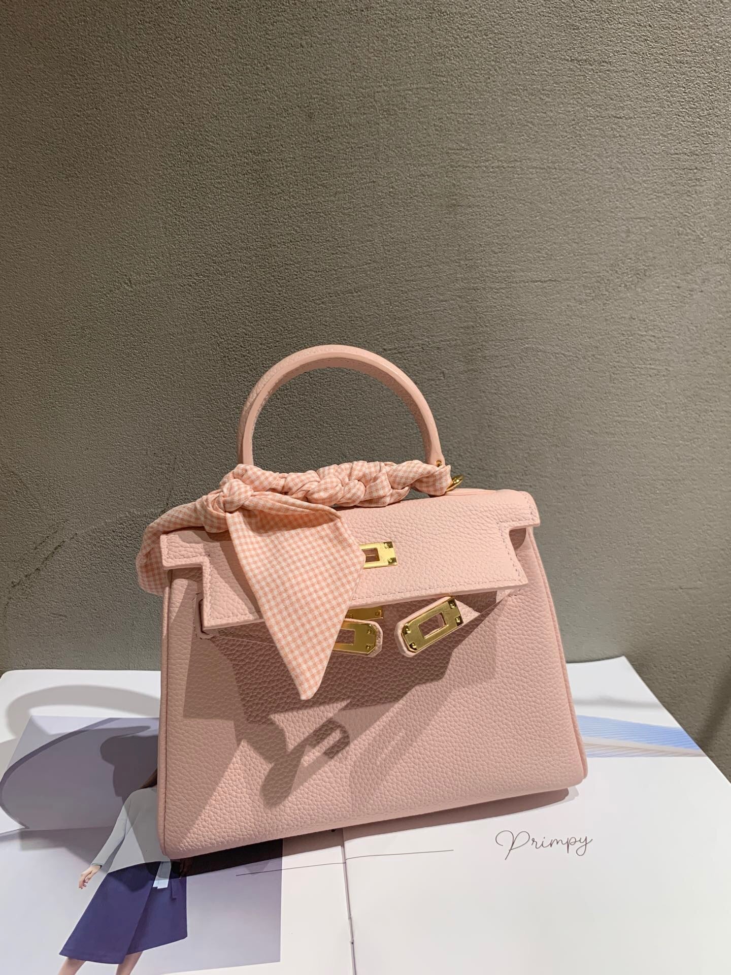 Hermès Kelly 20 Replica 3Q Blush Pink Sellier Handbag with Full Set Packaging