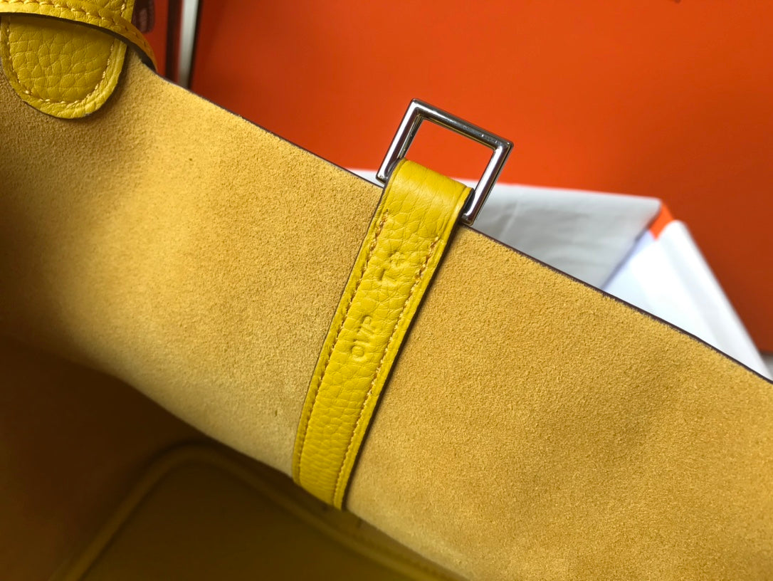 Hermès Picotin Lock 22cm Amber Yellow | Original Calfskin Tote Bag | Waterproof & Durable Everyday Carry