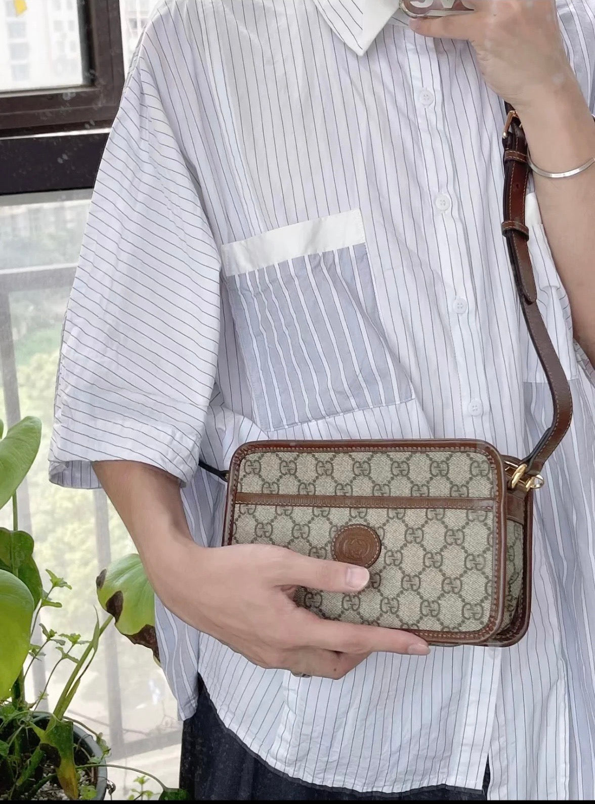 Gucci GG Monogram Camera Bag – Unisex Vintage Square Design 22x14cm Classic Crossbody