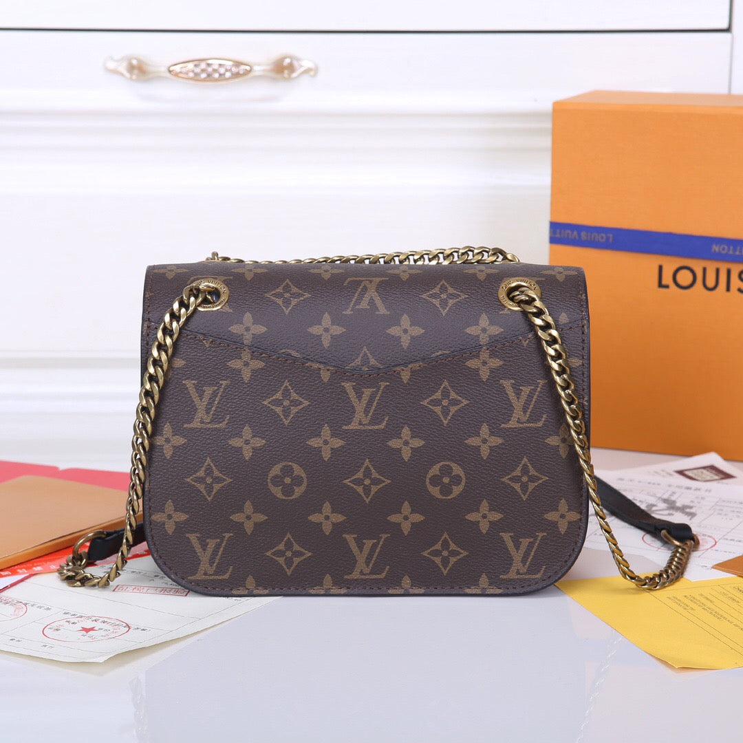 LV-Inspired NEW CHAIN BAG | Original Material & Full Packaging | Monogram Canvas & Resin Magnetic Closure