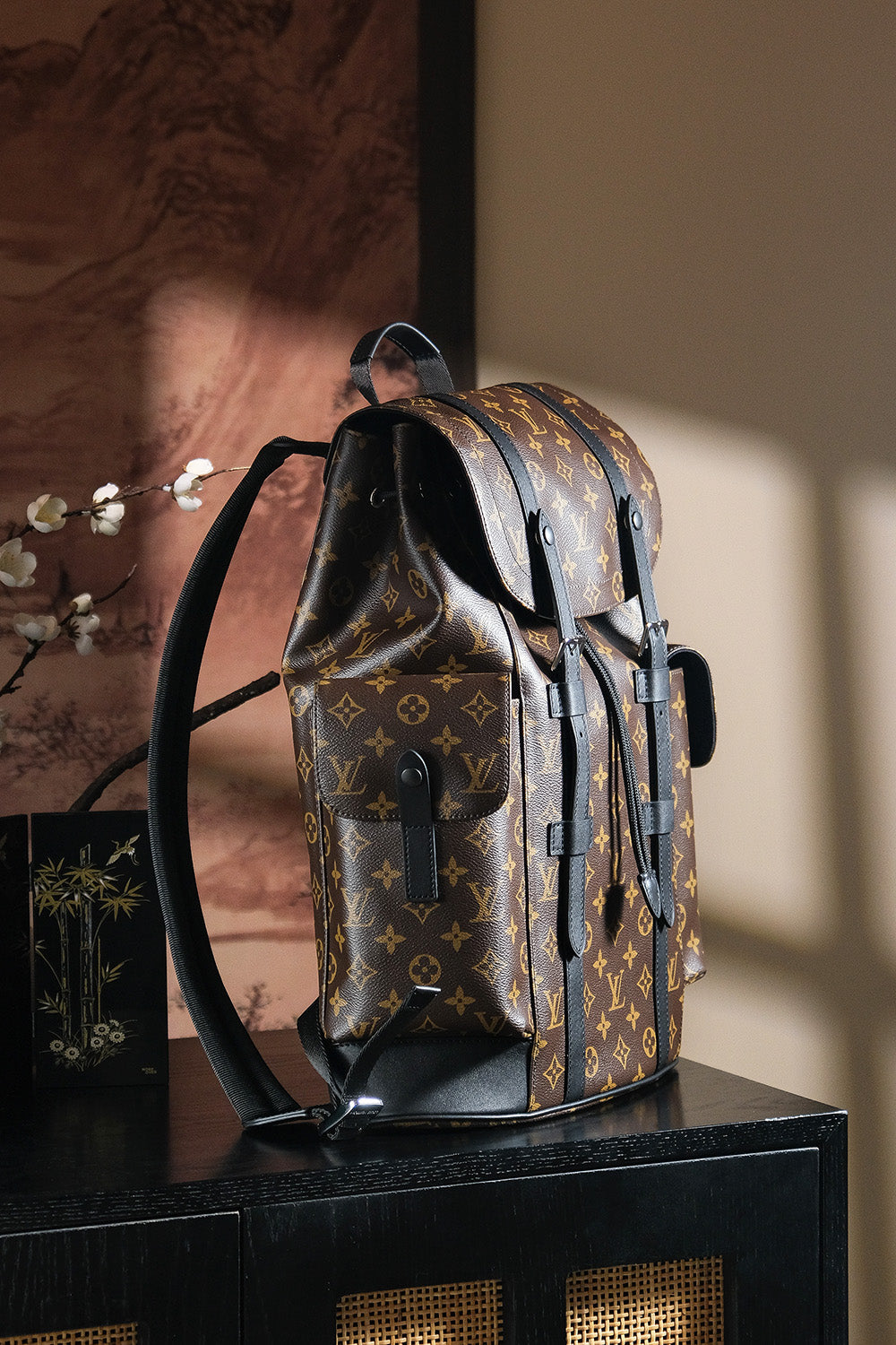 LV CHRISTOPHER 850 Chip Diamond Code Backpack | Unisex French Genuine Leather 24K Gold Hardware | Retro Outdoor Travel Commuter Bag