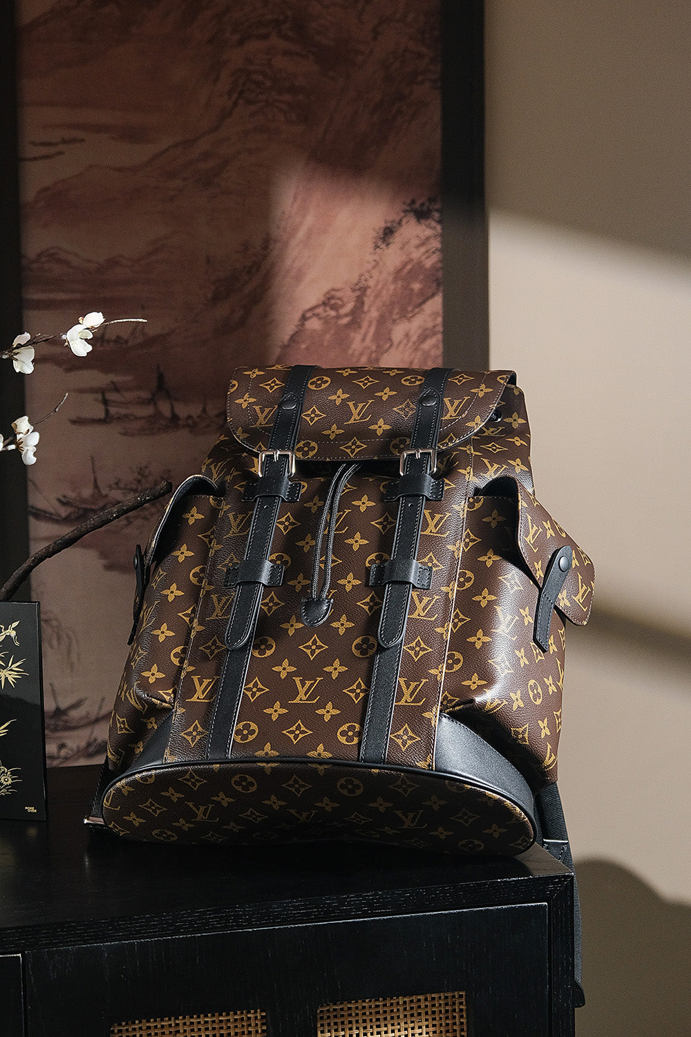 LV CHRISTOPHER 850 Chip Diamond Code Backpack | Unisex French Genuine Leather 24K Gold Hardware | Retro Outdoor Travel Commuter Bag