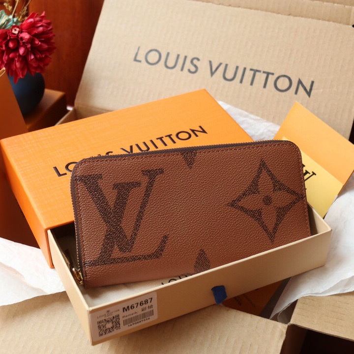 LV Ziy Zip Wallet - Giant Monogram Reverse Canvas & VVN Leather with Oversize LV Initials, 19.5cm Compact Design
