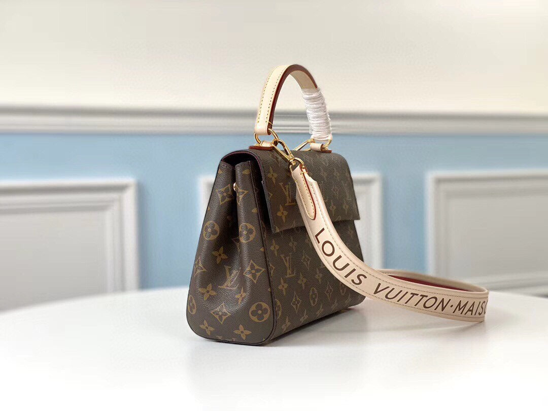 Top Original Quality with Packaging LOUIS VUITTON Monogram Autumn/Winter New Rose Red Leather Strap Tote Bag 28*20*10cm Detachable Strap & Protective Studs