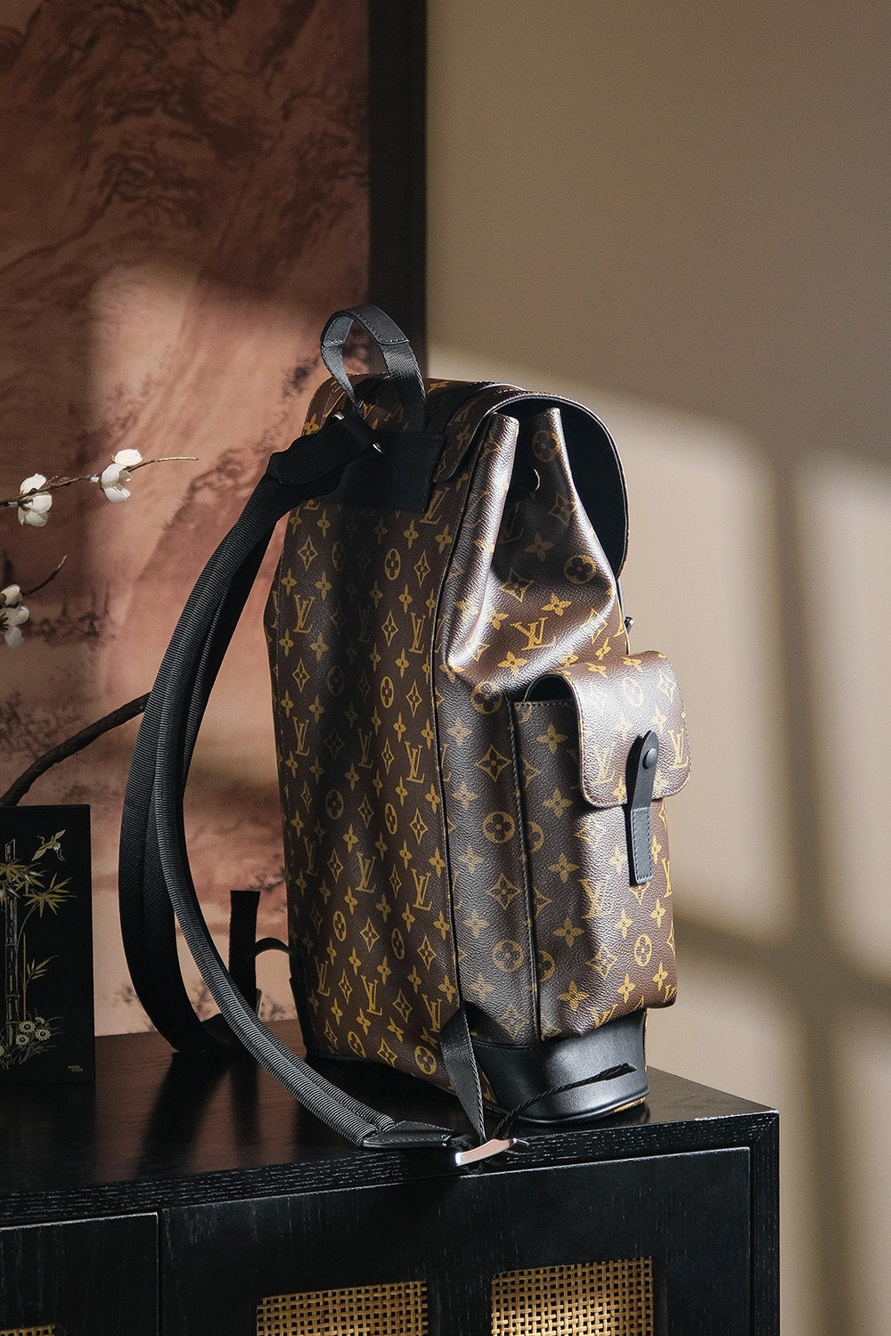 LV CHRISTOPHER 850 Chip Diamond Code Backpack | Unisex French Genuine Leather 24K Gold Hardware | Retro Outdoor Travel Commuter Bag