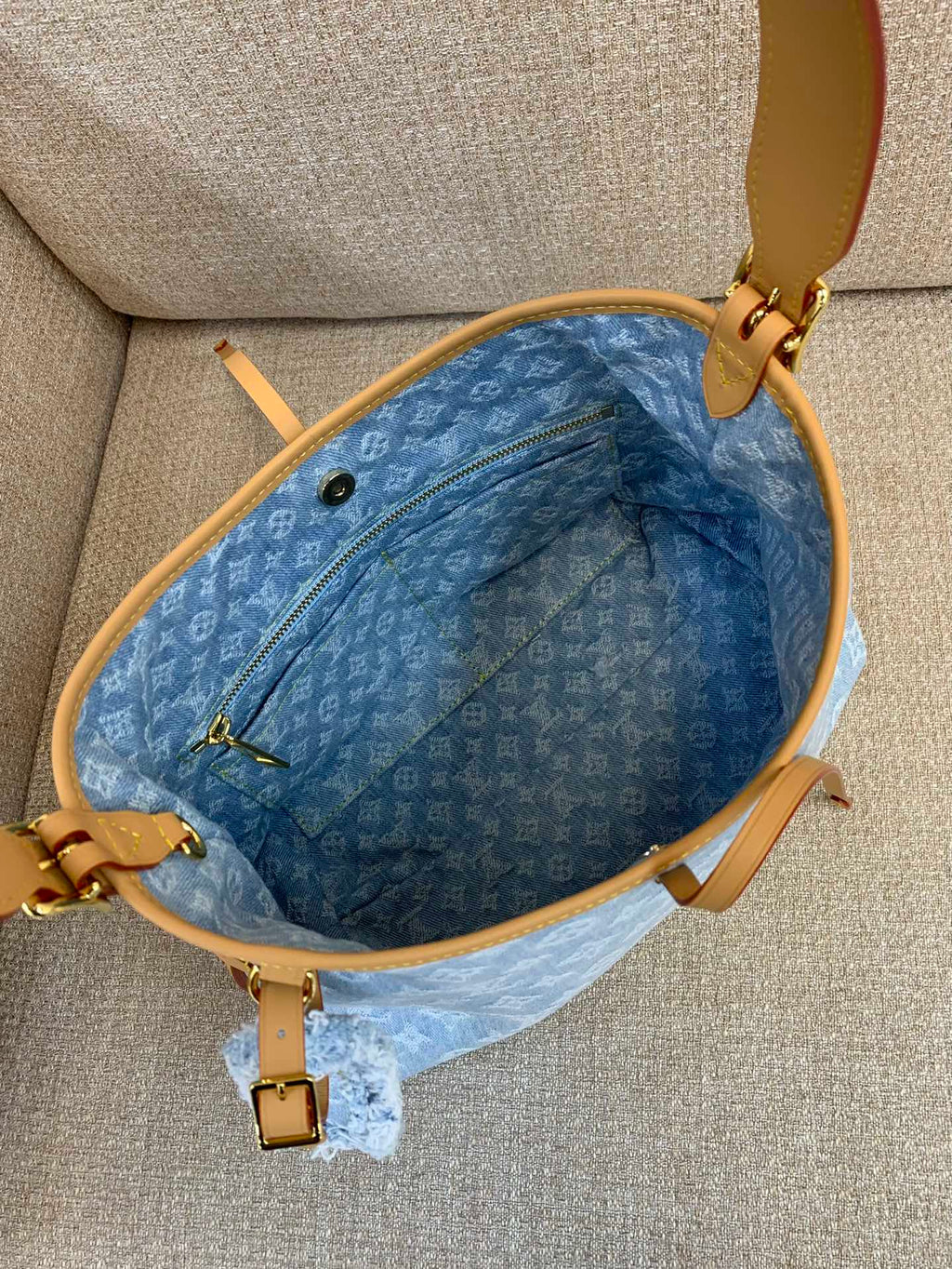 Louis Vuitton Carryall Small Bag | Monogram Denim Washed Canvas | Detachable Pouch | Full Set Gift Box