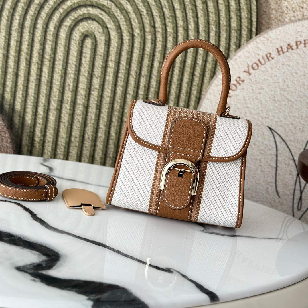 DELVO 20cm Artisan Handwoven Linen-Cotton Tote Bag with Full-Grain Leather Trim — Hermès-Grade Fabric, Machine-Free Traditional Craft