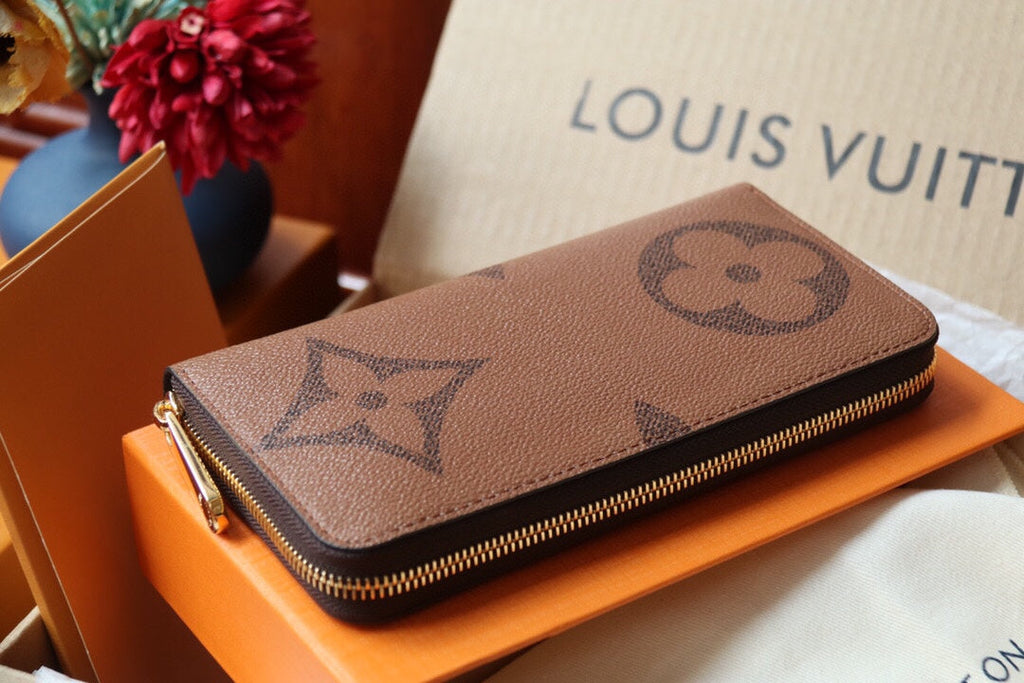 LV Ziy Zip Wallet - Giant Monogram Reverse Canvas & VVN Leather with Oversize LV Initials, 19.5cm Compact Design