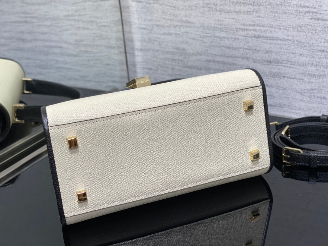 Valextra Lside Small Handbag Black/White | Italian Leather | Architectural Design | 5-Stitch Craftsmanship