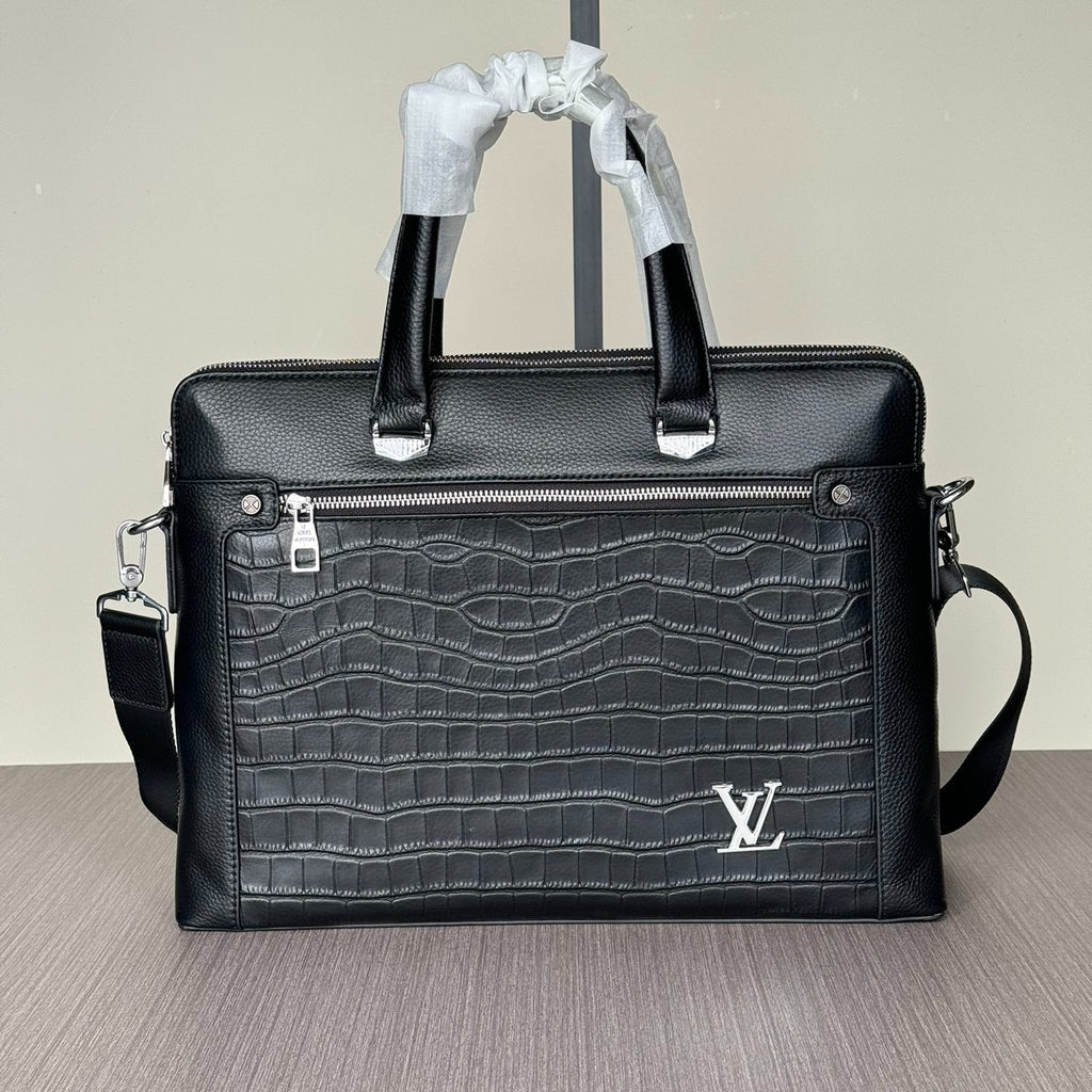2024 Premium Dual-Zip Briefcase | Italian Textured Leather | Anti-Theft Compartments | Smooth YKK Zippers