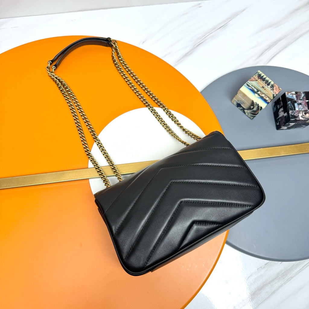 Yves Saint Laurent LouLou Small Quilted Lambskin Chain Bag in Noir - Spring 2023 Edition