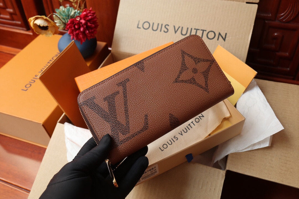 LV Ziy Zip Wallet - Giant Monogram Reverse Canvas & VVN Leather with Oversize LV Initials, 19.5cm Compact Design