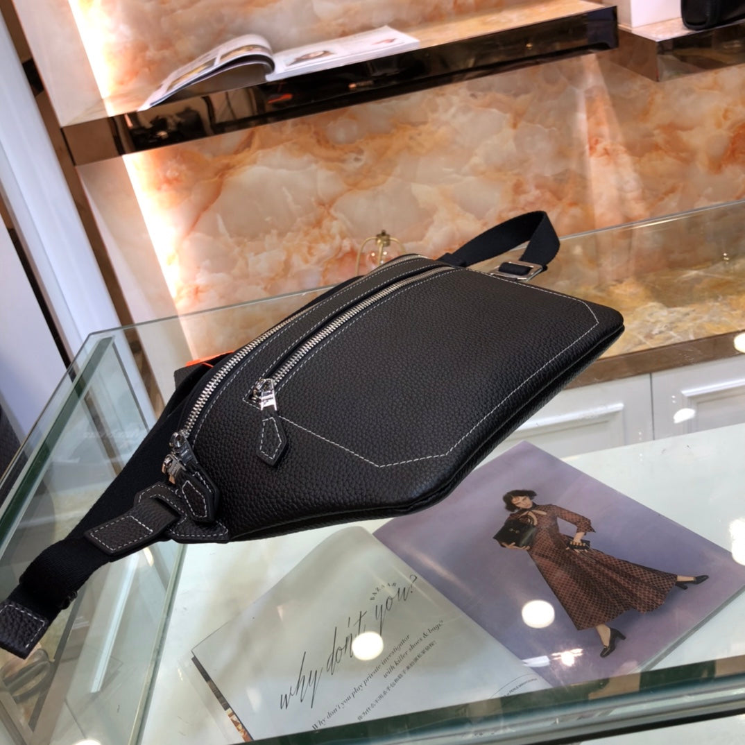 Hermès 2023 New Crossbody Bag 33x18x2cm | Original Calfskin Premium Zipper Double Pocket