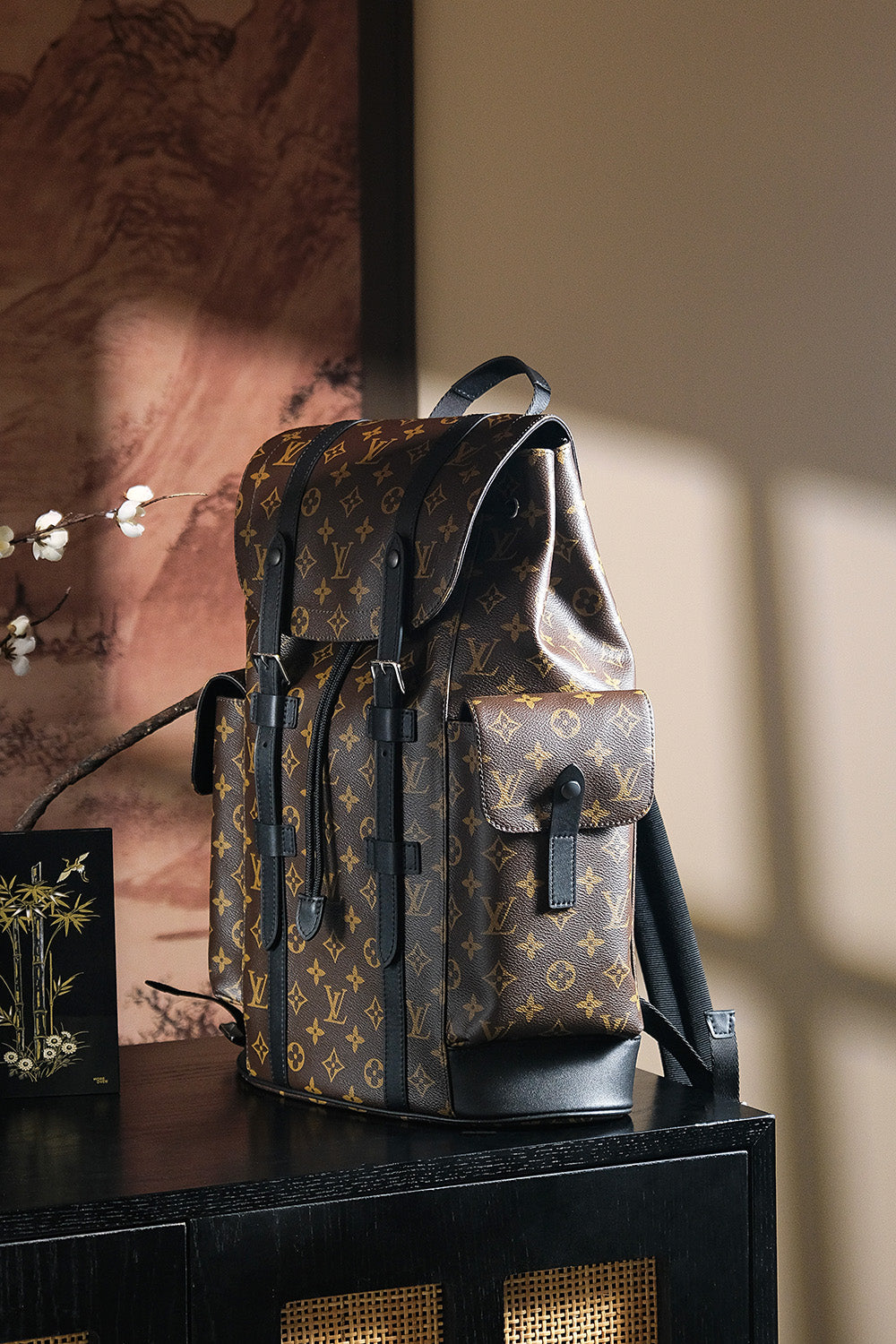 LV CHRISTOPHER 850 Chip Diamond Code Backpack | Unisex French Genuine Leather 24K Gold Hardware | Retro Outdoor Travel Commuter Bag