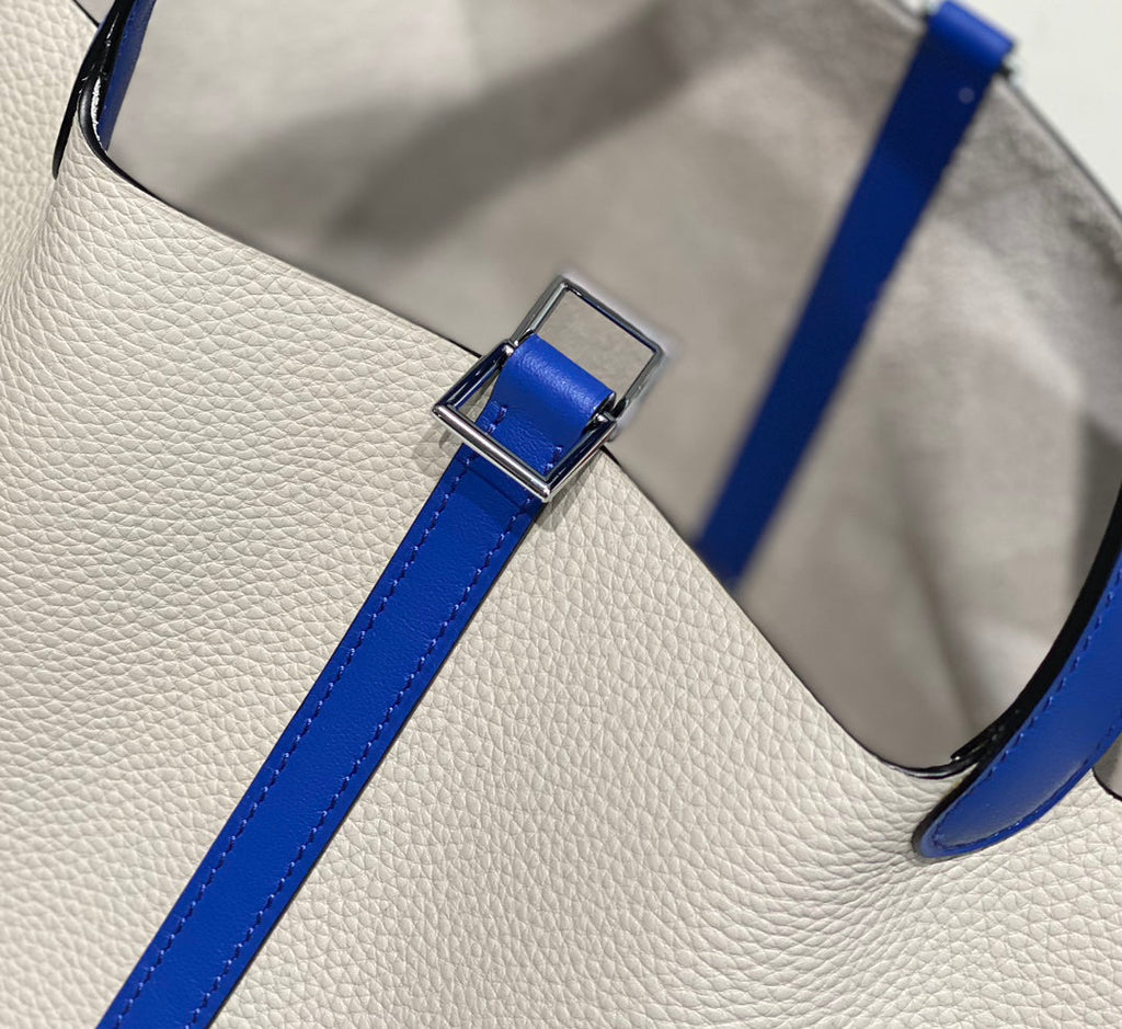 Hermès Picotin Lock 22cm Two-Tone Silver Bucket Bag | Gris Perle & Bleu Electrique Limited Edition