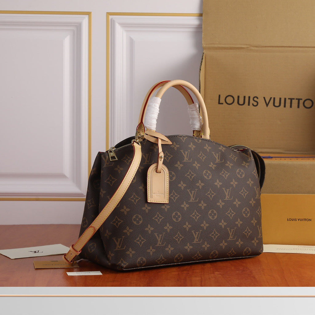 Etit Alais Tote Bag | Monogram Canvas & Leather Trim | Adjustable Strap | Medium Travel Tote