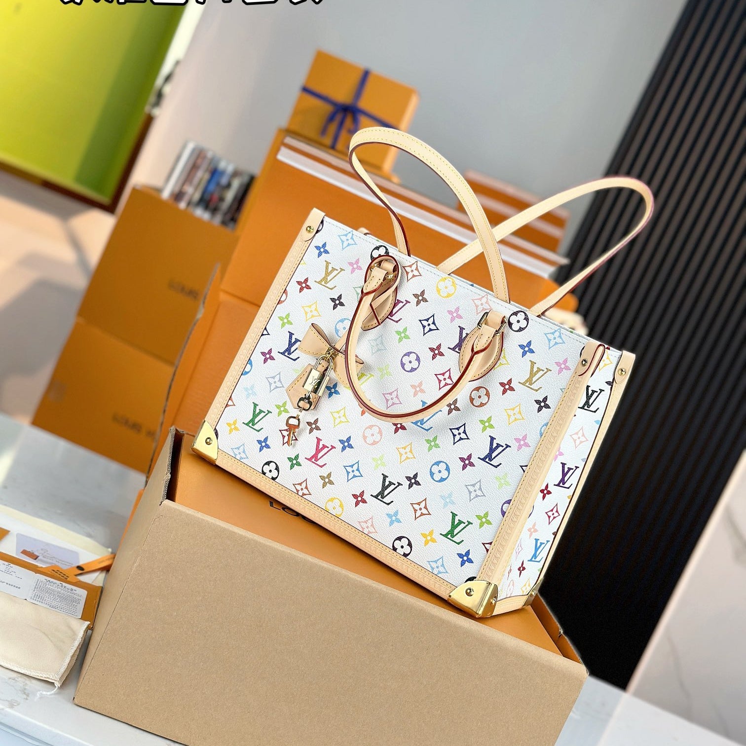 LV X TM ONTHEGO Medium Handbag | A+ Stainless Steel Hardware | Premium MB Elastic Fabric | Duty-Free Luxury Set