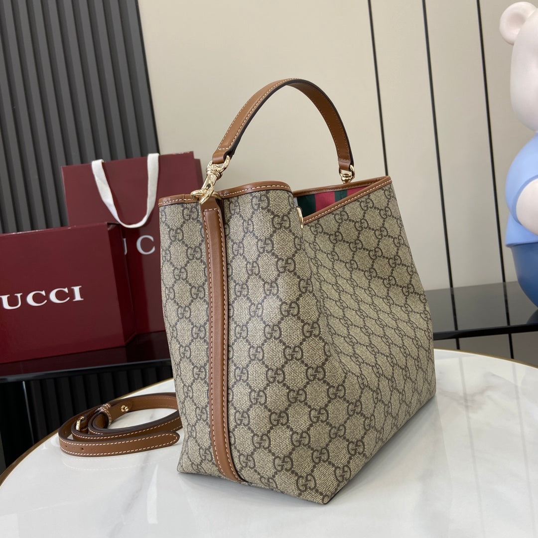 【New】GG Emblem Small Shoulder Bag | Beige/Brown Coated Canvas | Italian Craftsmanship | Adjustable Leather Strap | Model 815103
