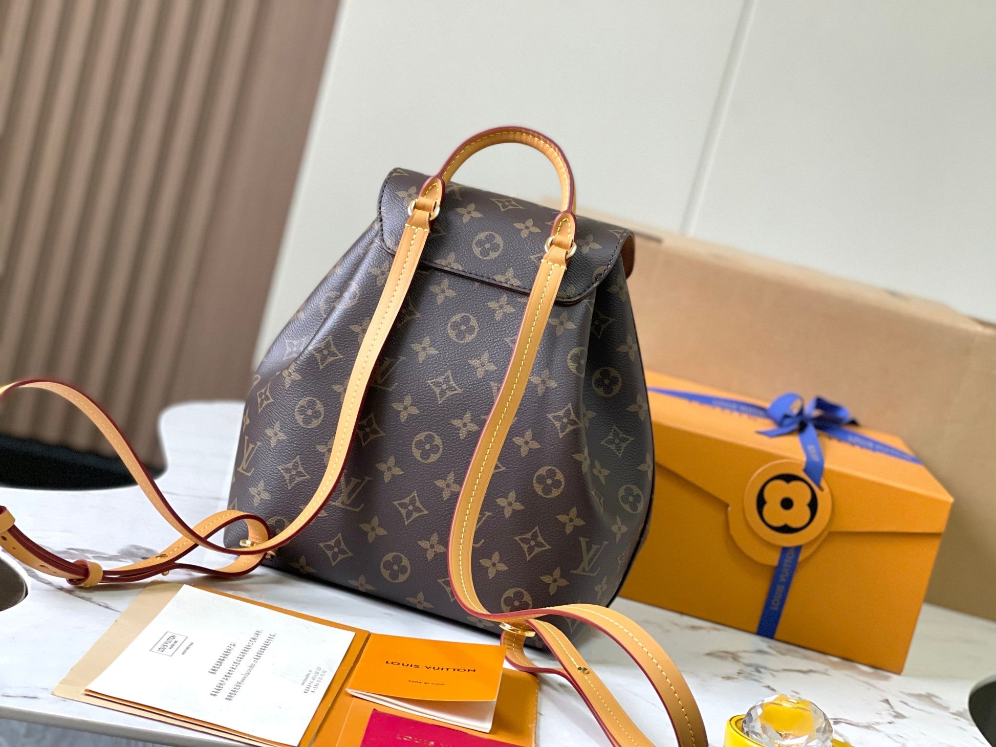 MONTSOURIS Small Backpack Premium MB Chip Edition with Genuine Leather  A-Grade Steel Hardware  Imported Original Fabric  Duty-Free Factory Packaging