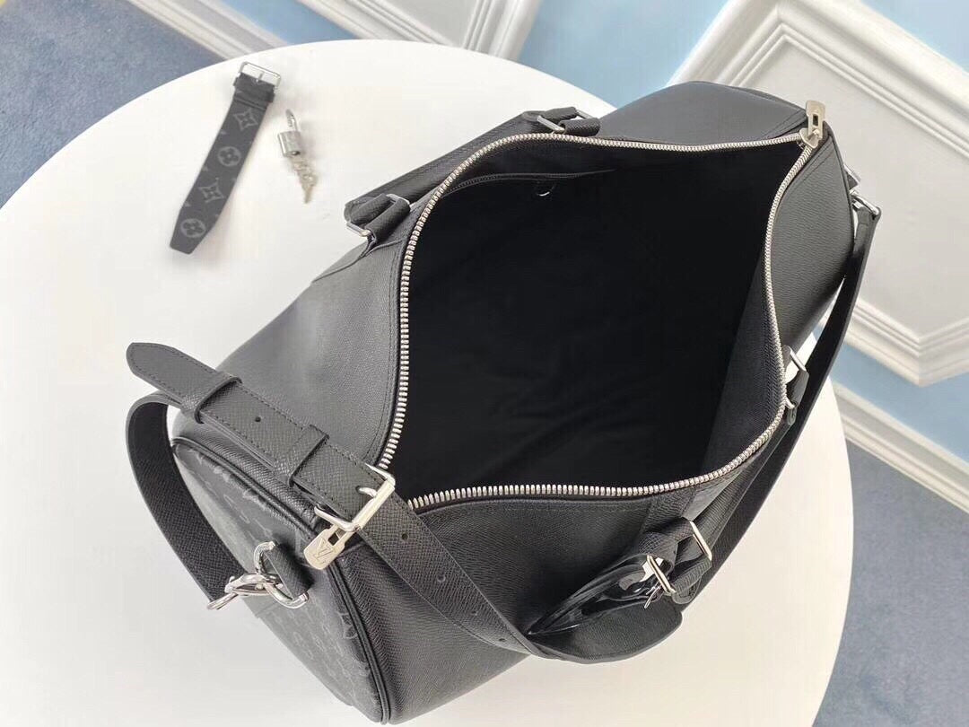KEEALL Premium 45cm Travel Bag with Taiga Leather Cross Texture - Detachable Shoulder Strap & Full Packaging