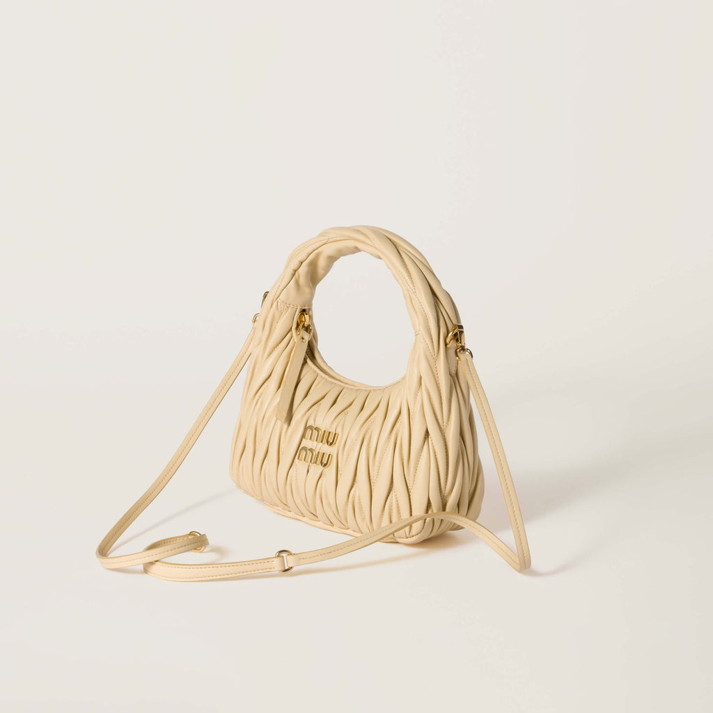 MiuMiu Wander Mini Bag Marigold 20x17x6cm | Matelassé Lambskin Crescent Silhouette