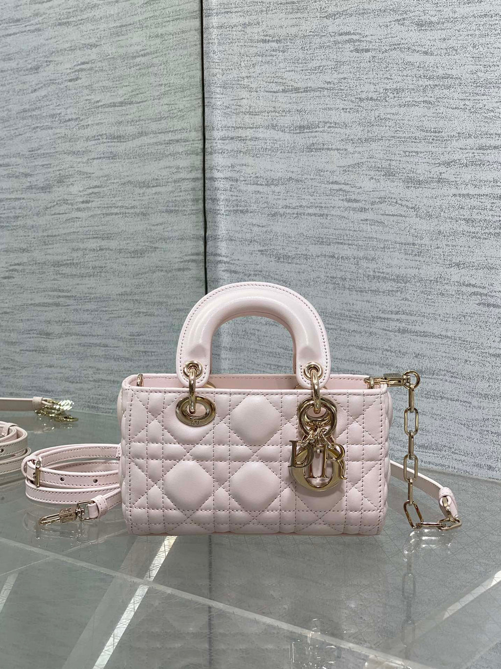 2025 New D-Joy Lambskin Bag Vintage Diana Style Short Chain  Long Strap Retro Rectangle Handbag for Women