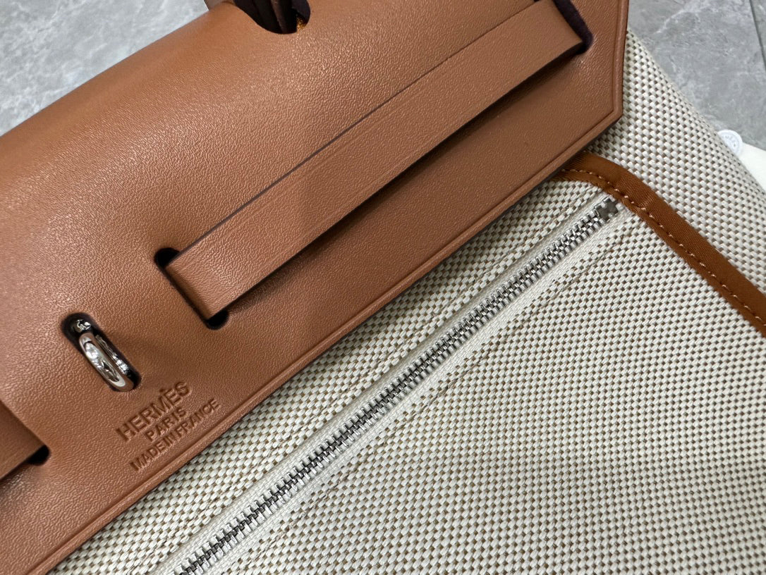 Hermès Herbag 31cm Limited Two-Tone Tote | French Leather & Canvas | Preppy Vintage Day Bag